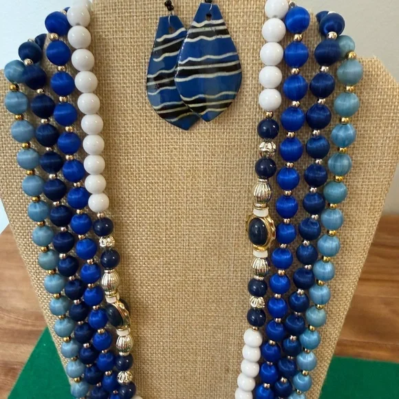 12 Blue Pieces Artisan and Vintage Jewelry Bundle - Picture 4 of 7